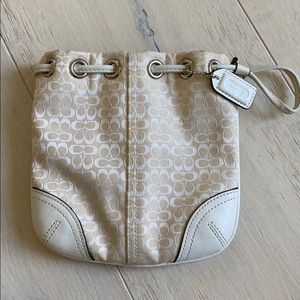Coach white wristlet bag